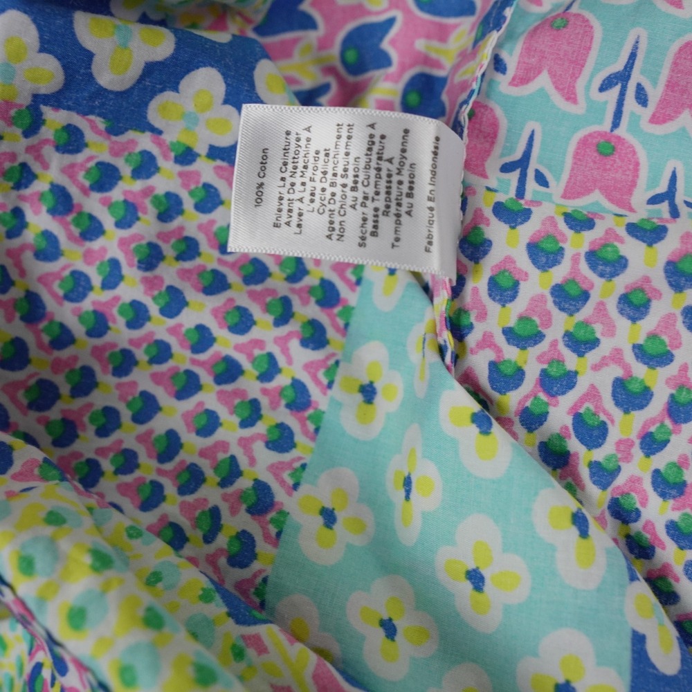 Talbots Islands Shirt Dress Womens 16W Multicolor Patchwork Floral Tulip Belted - Picture 14 of 16